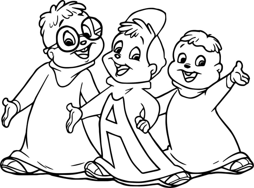 Printable Chipmunks and Alvin Coloring Page