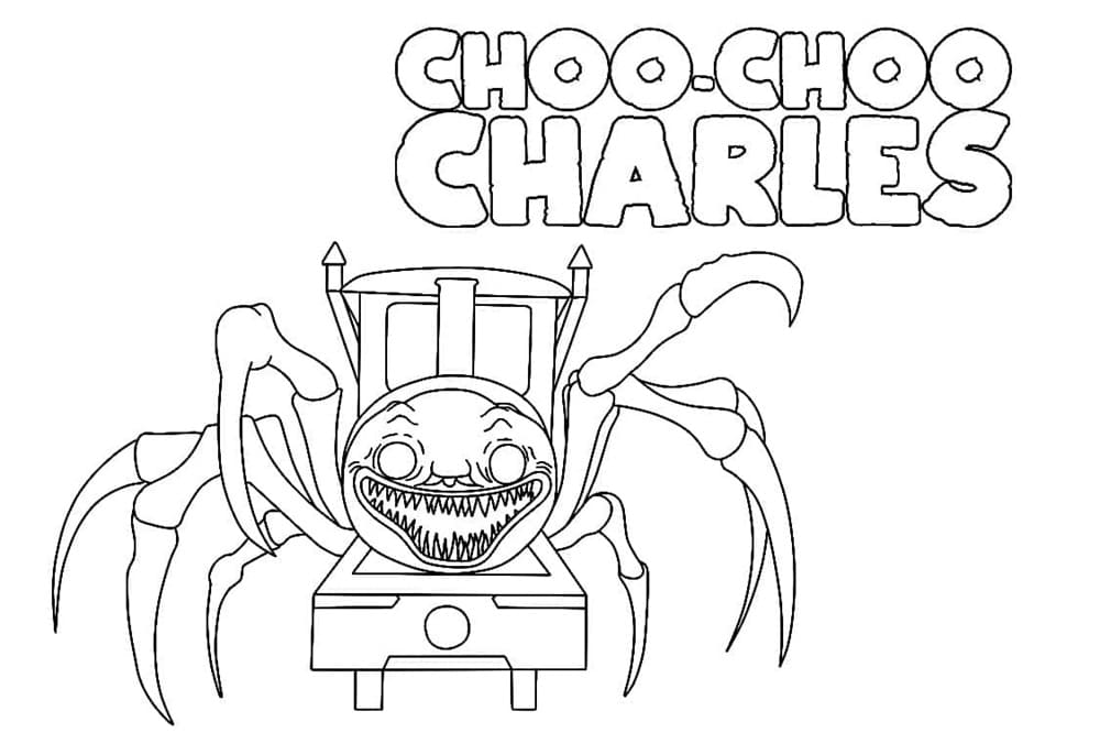 Printable Choo-Choo Charles Funny Coloring Page