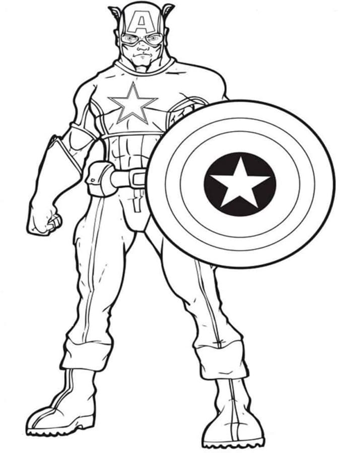 Printable Cool Captain America Image Coloring Page