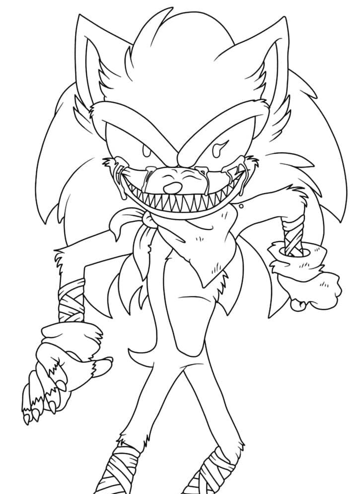 Printable Creepy Sonic Exe Photo Coloring Page