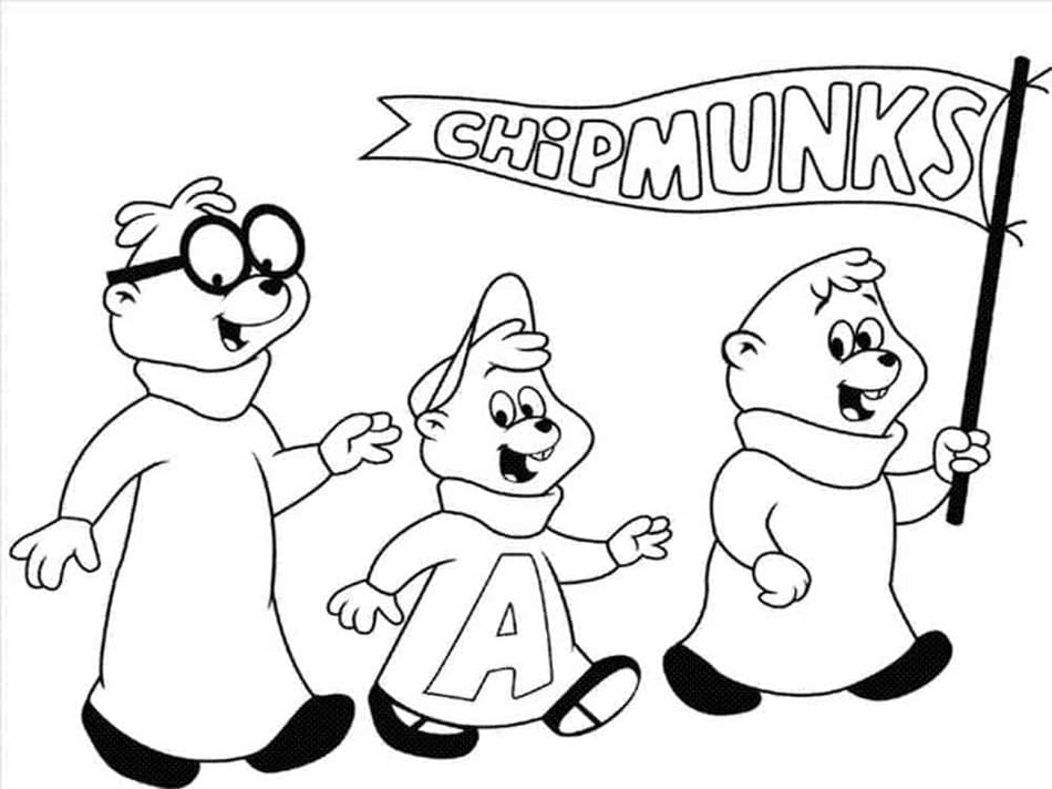 Printable Cute Alvin and the Chipmunks Coloring Page