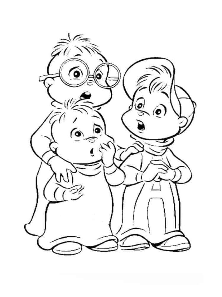 Printable Cute Little Alvin and the Chipmunks Coloring Page