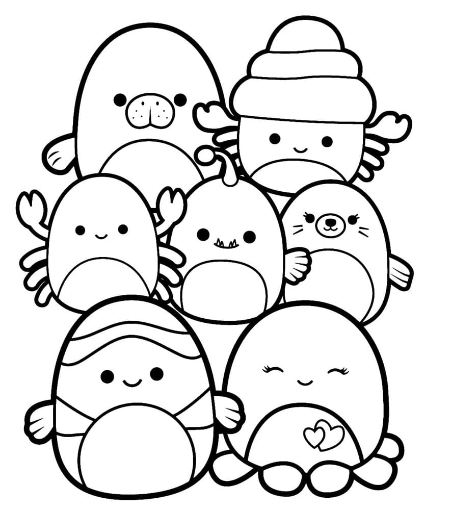Printable Cute Squishmallows Coloring Page