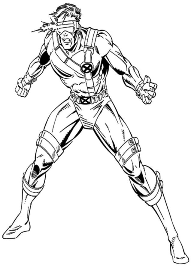 Printable Cyclops Emits Rays of Force From the Eyes Image Coloring Page