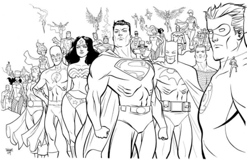 Printable DC Superheros Photo Coloring Page