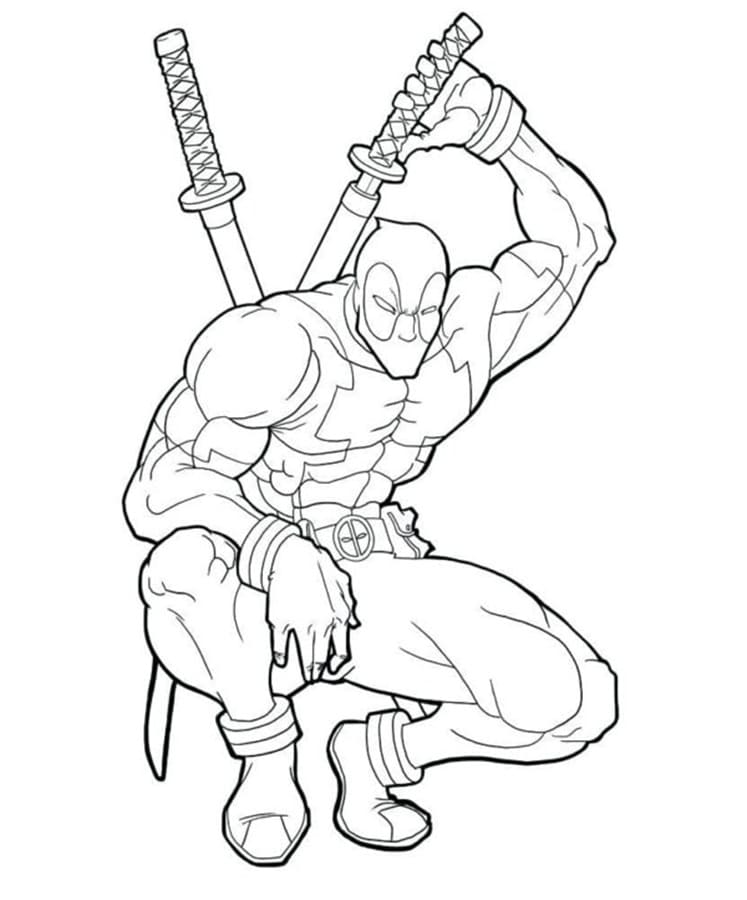Printable Deadpool Picture Coloring Page