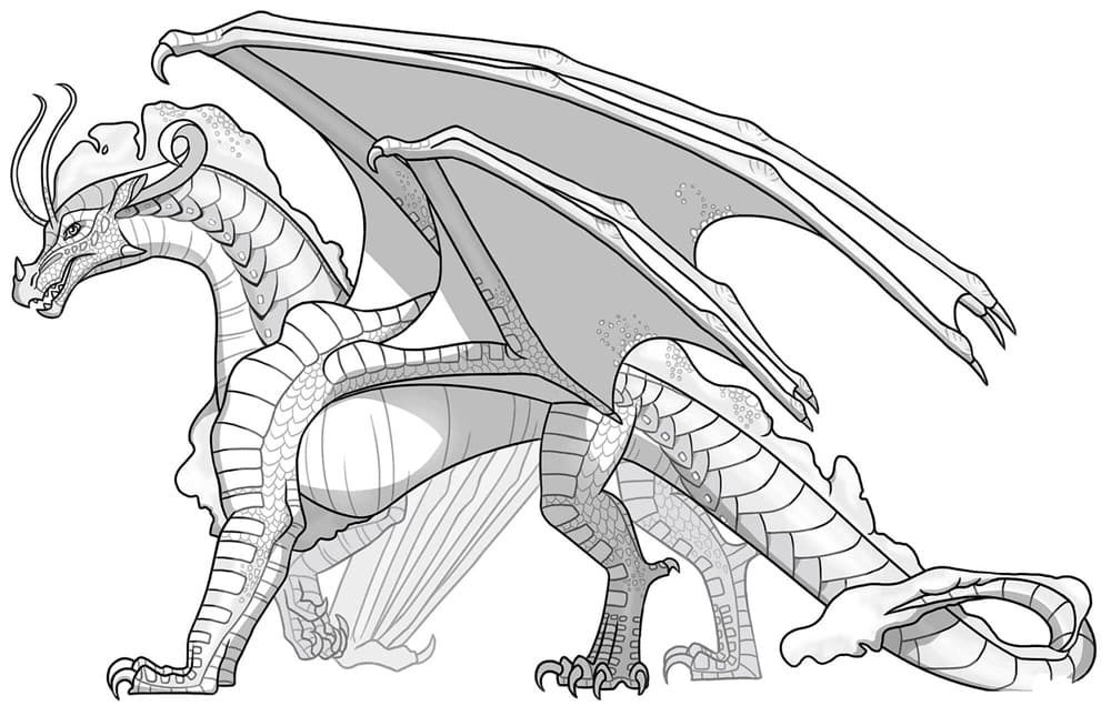 Printable Dragon Wings of Fire SkyWings Coloring Page