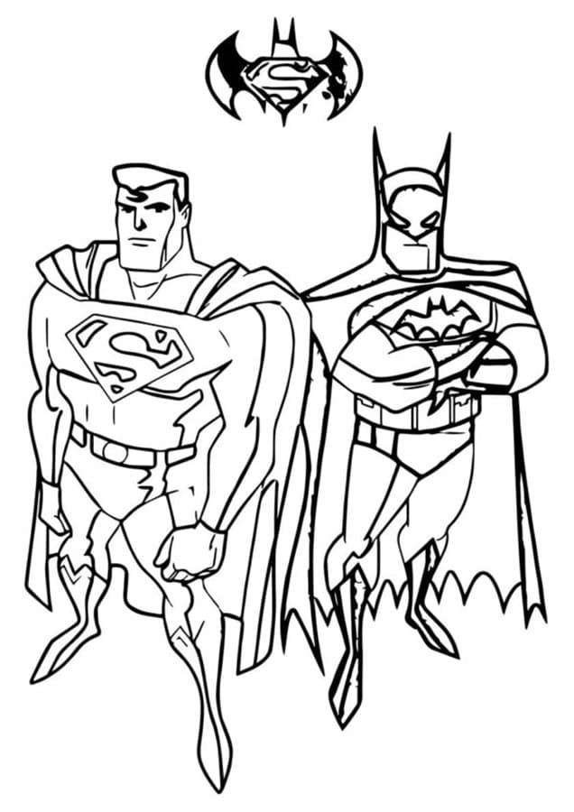 Printable Drawing Superman And Batman Image Coloring Page