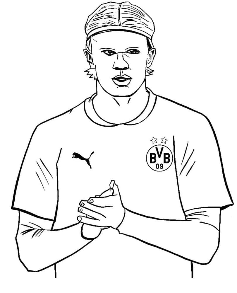 Printable Erling Haaland from Manchester City Coloring Page