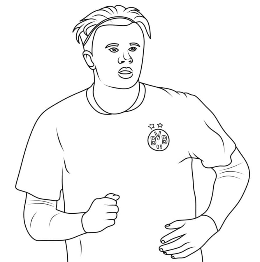 Printable Erling Haaland is Running Coloring Page