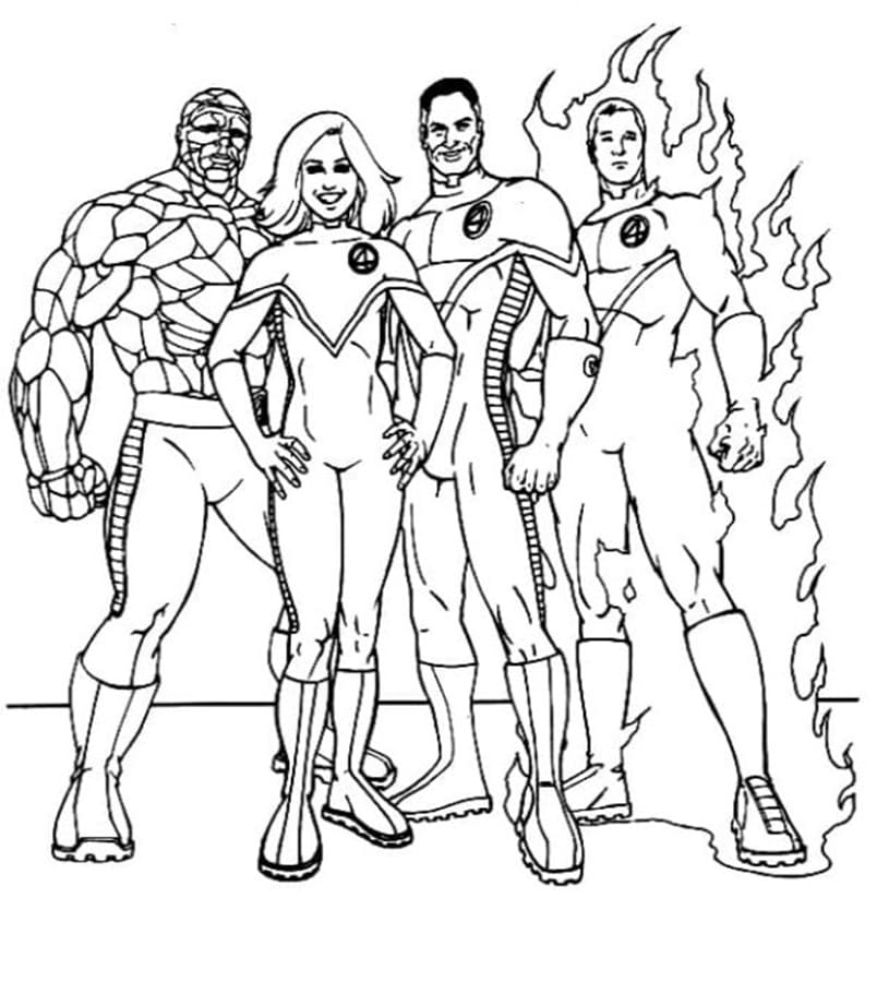 Printable Fantastic Four Picture Coloring Page