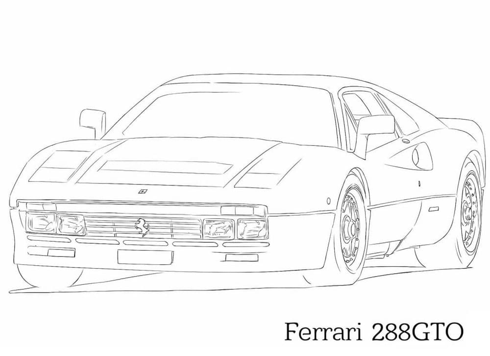 Printable Ferrari 288 GTO Coloring Page
