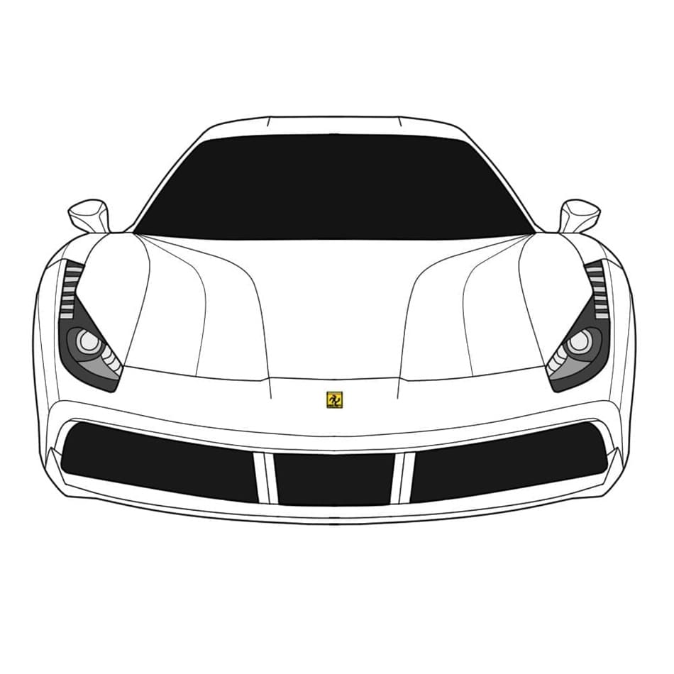 Printable Ferrari 488 Car Coloring Page