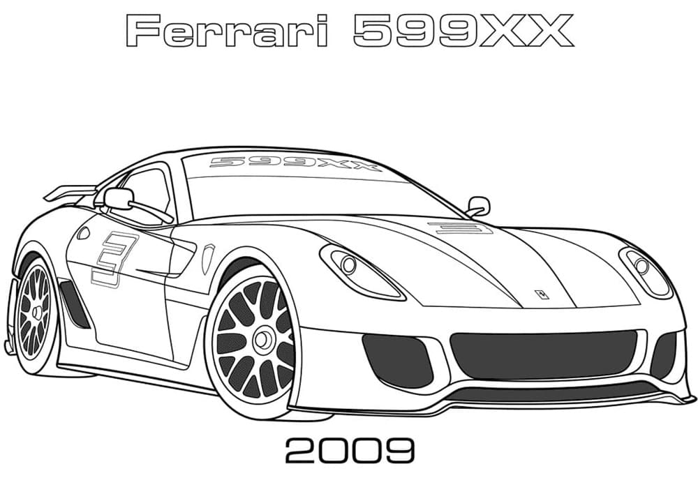 Printable Ferrari 599XX 2009 Coloring Page