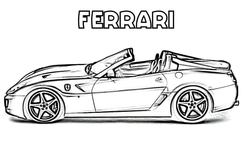 Printable Ferrari Car Awesome Coloring Page