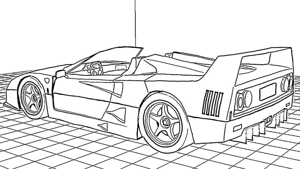 Printable Ferrari F40 LM Spider Coloring Page