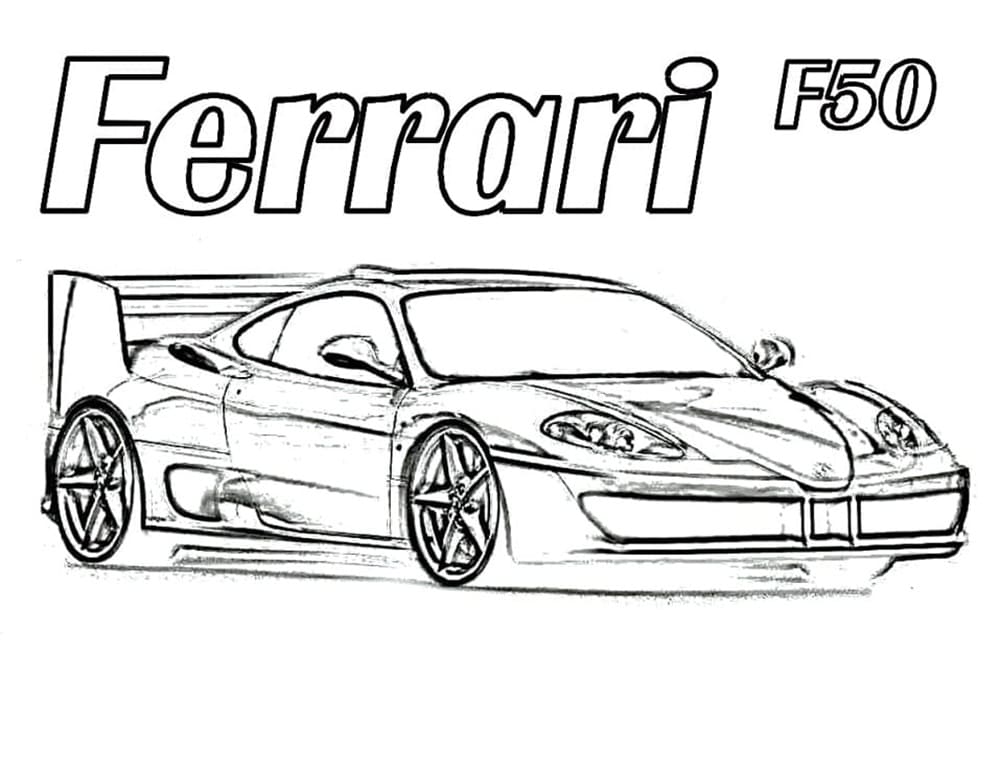 Printable Ferrari F50 Image Coloring Page