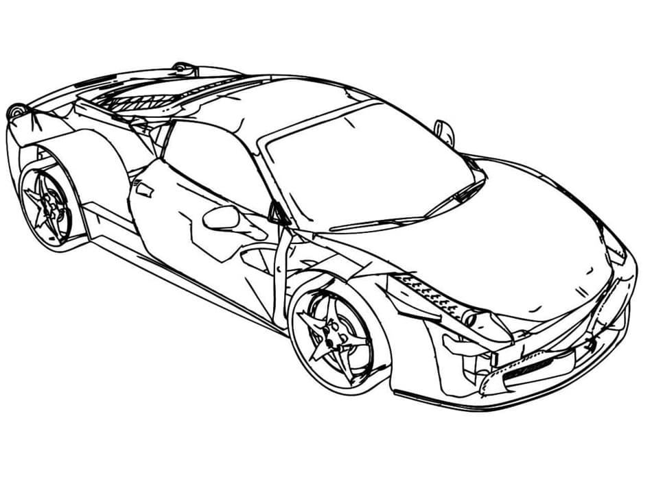 Printable Ferrari For Free Coloring Page