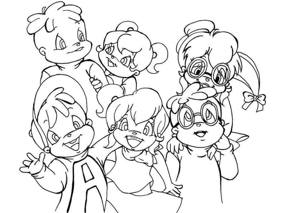 Printable Free Alvin and the Chipmunks For KIds Coloring Page