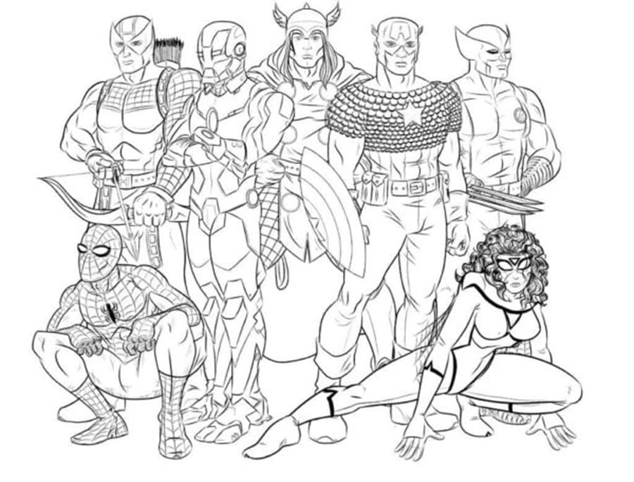 Printable Friday Superhero Gathering Image Coloring Page