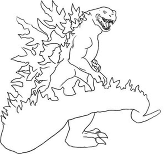 Printable Godzilla Wags his Tail Image Coloring Page