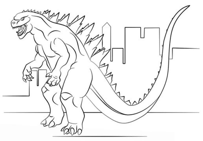 Printable Godzilla is Angry Image Coloring Page