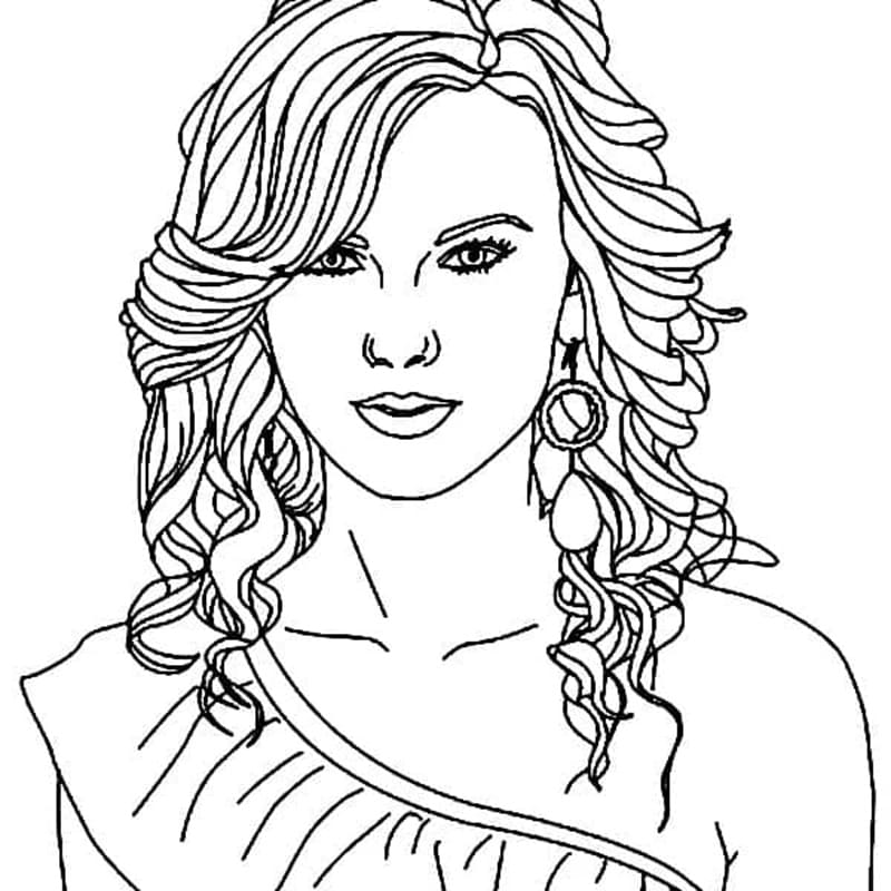 Printable Gorgeous Taylor Swift Coloring Page