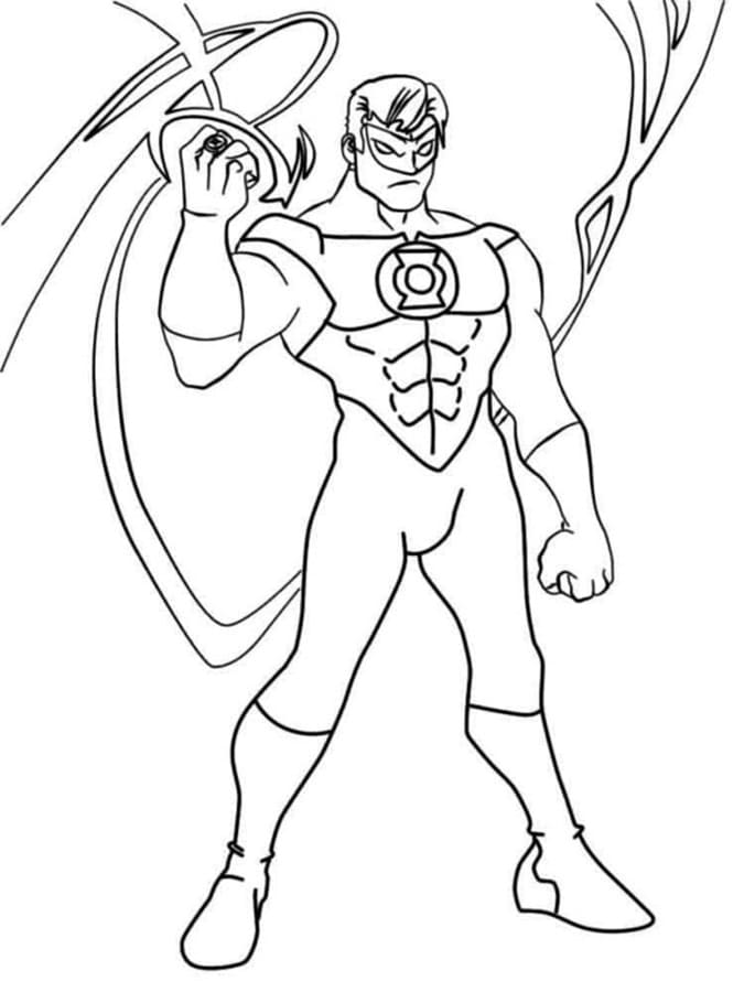 Printable Green Lantern Invokes The Power of the Ring Photo Coloring Page