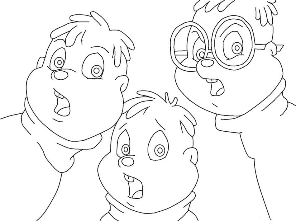 Printable Happy Alvin and the Chipmunks For Kids Coloring Page
