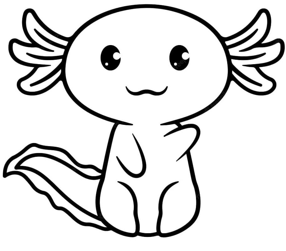 Printable Happy Axolotl Coloring Page