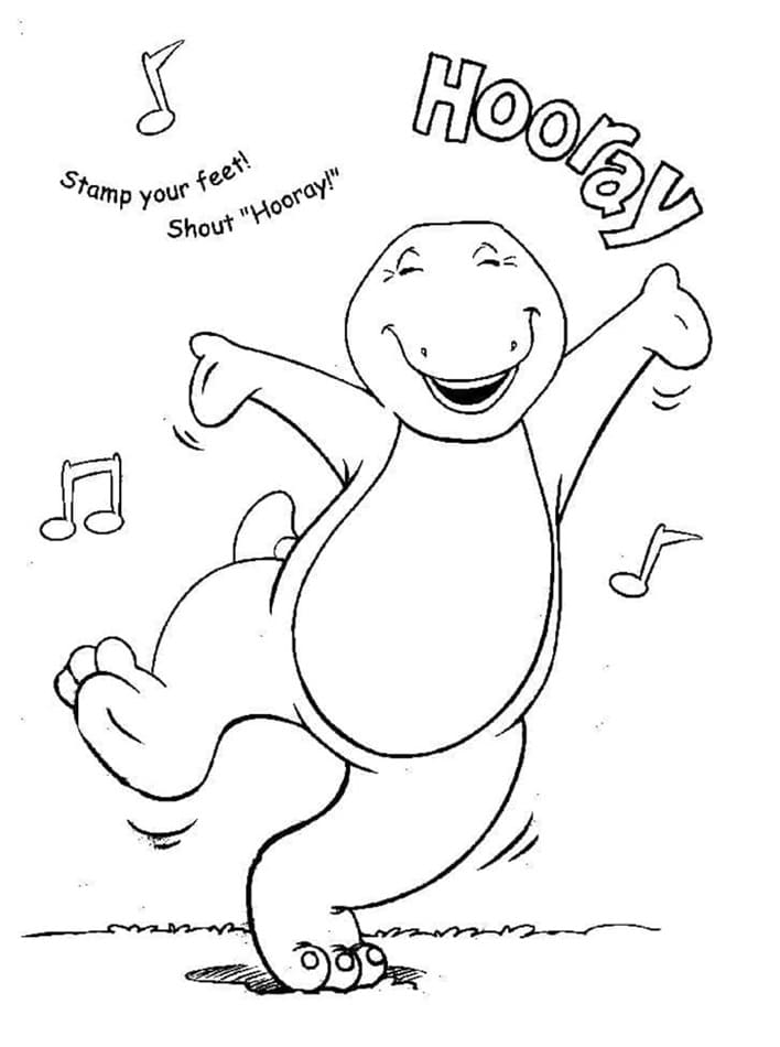 Printable Happy Barney Coloring Page