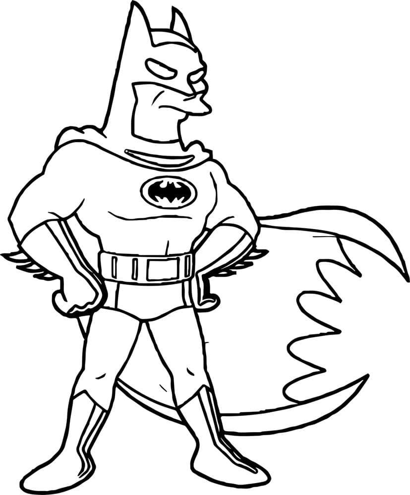 Printable Homer Simpson as Batman Image Coloring Page