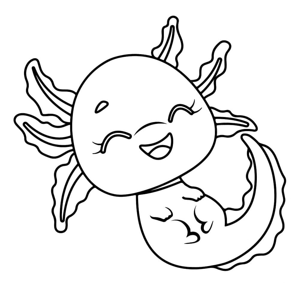Printable Kawaii Axolotl Coloring Page