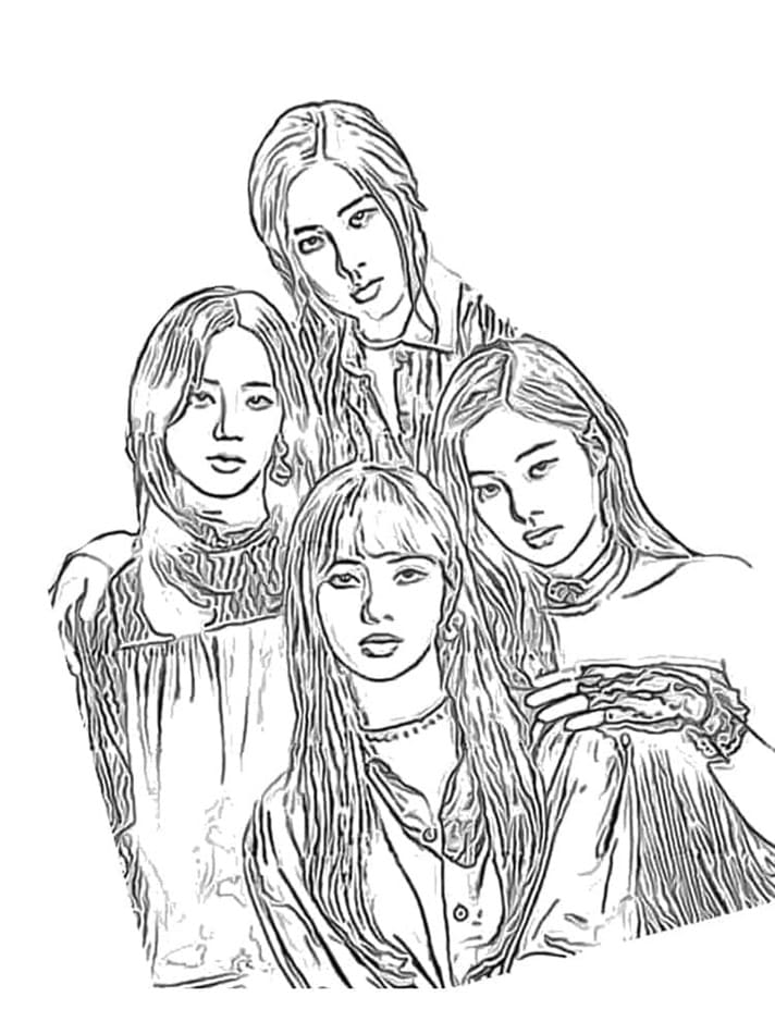 Printable Korean Girl Group Blackpink Music Coloring Page