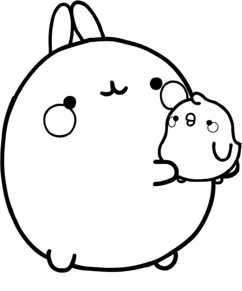 Printable Lovely Molang and Best Friend Piu-Piu Coloring Page