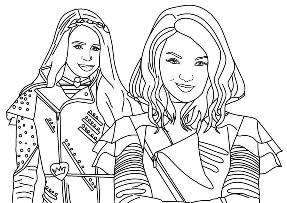 Printable Mal and Audrey from Descendants Coloring Page