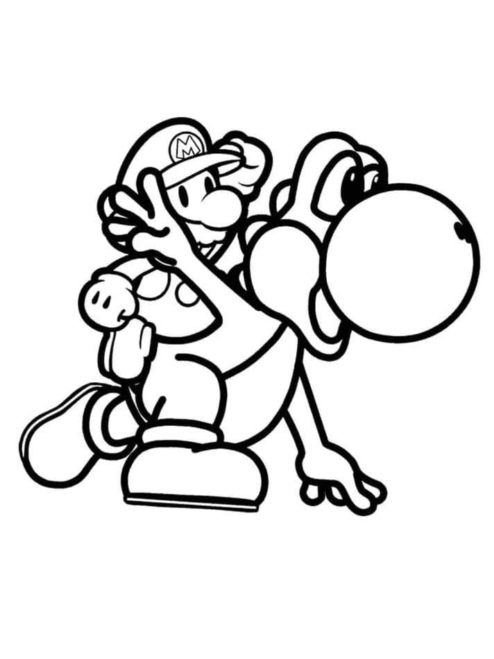 Printable Mario and Yoshi Coloring Page