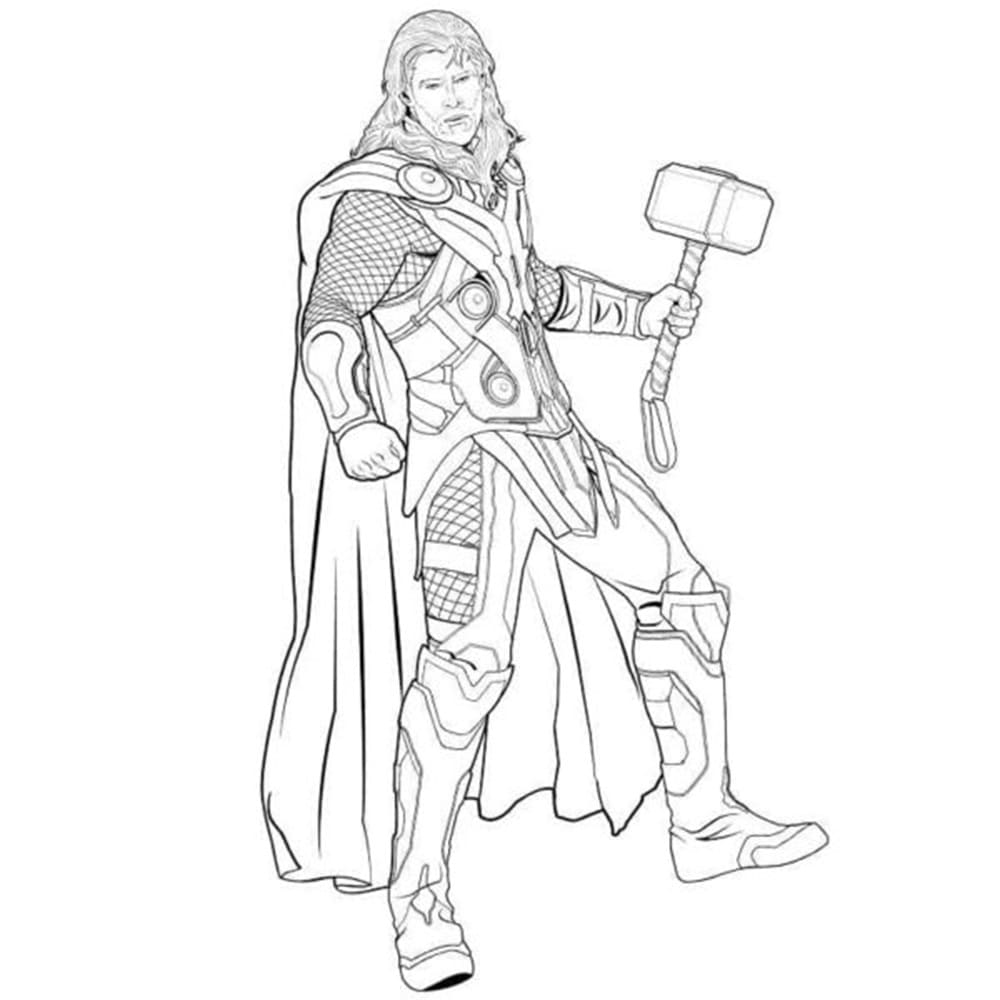 Printable Mighty Thor Never Leaves his Hammer Enchanted Photo Coloring Page