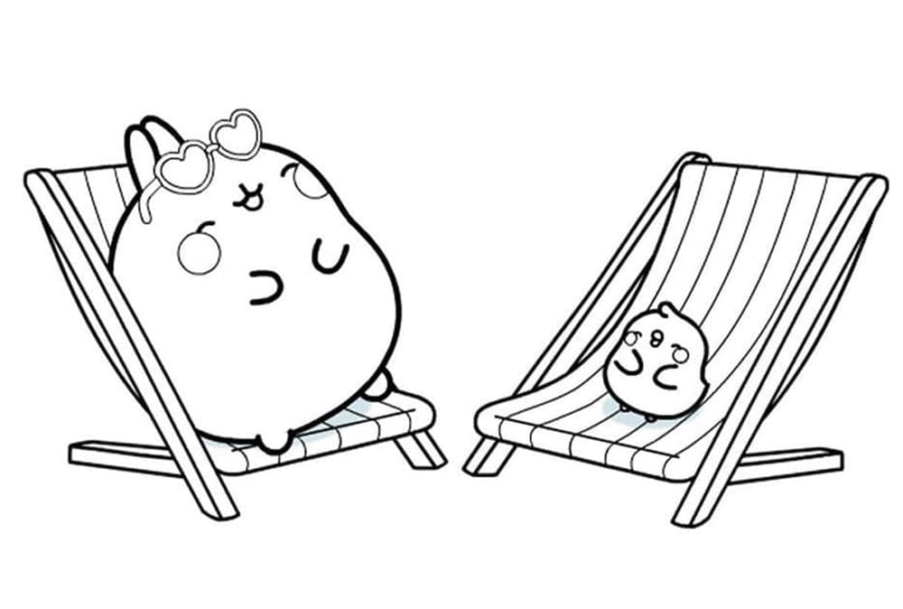 Printable Molang Relaxing Image Coloring Page
