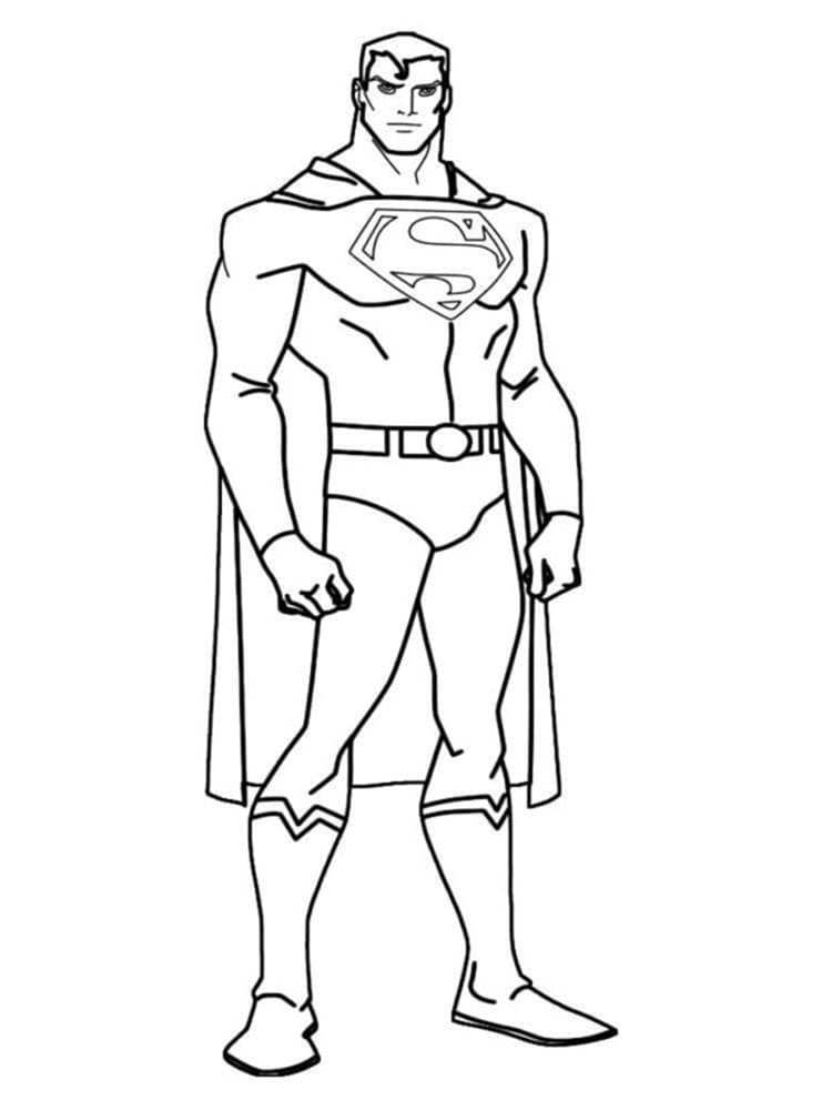 Printable Muscular Superman Posing Image Coloring Page