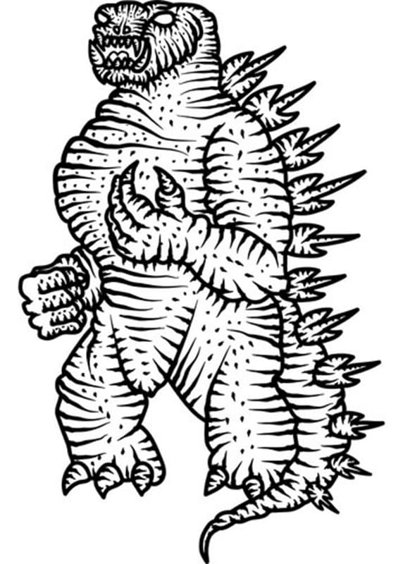 Printable Pencil Drawing Godzilla Coloring Page
