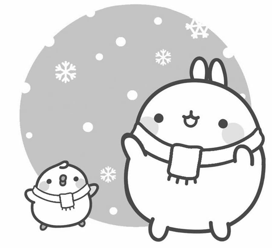 Printable Piu Piu and Molang For Children Coloring Page