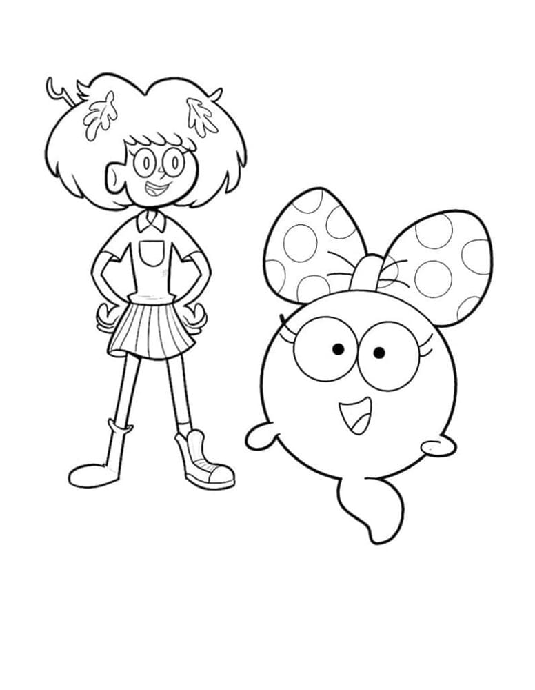 Printable Polly Amphibia And Anne Coloring Page