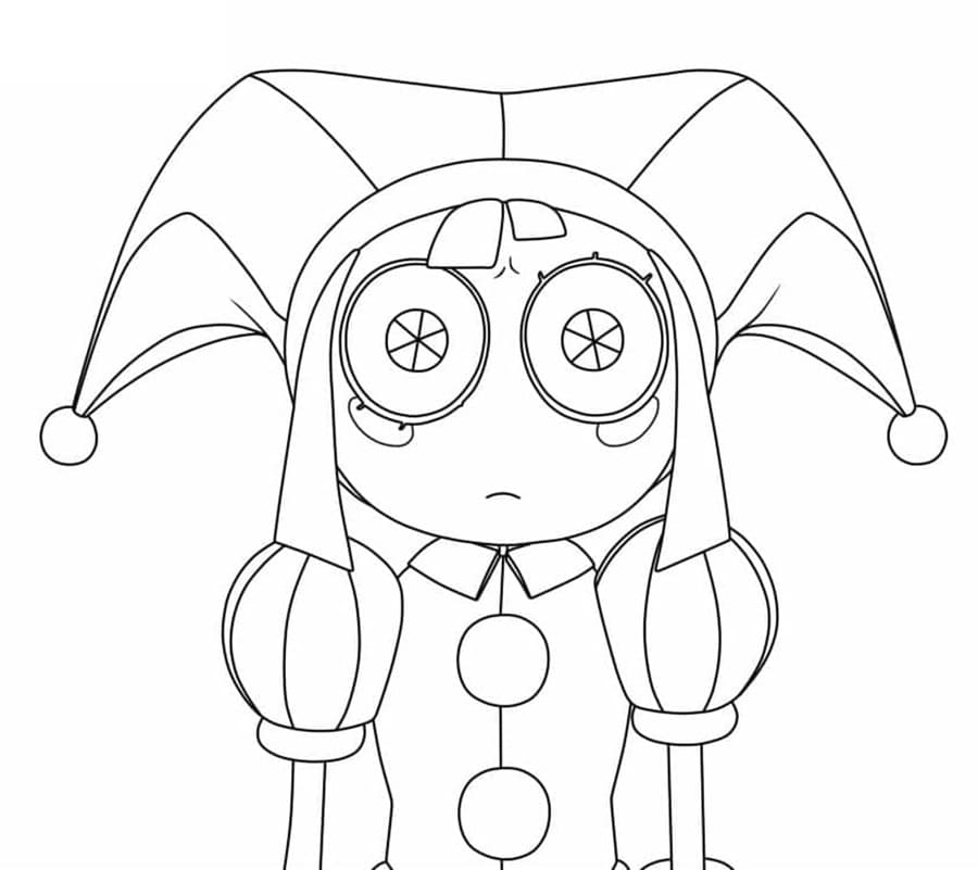 Printable Pomni from The Amazing Digital Circus Coloring Page