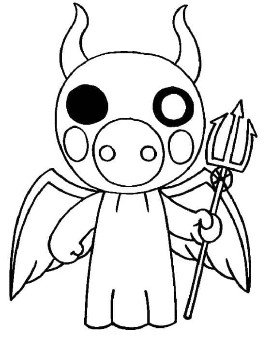Printable Roblox Piggy Devil Coloring Page