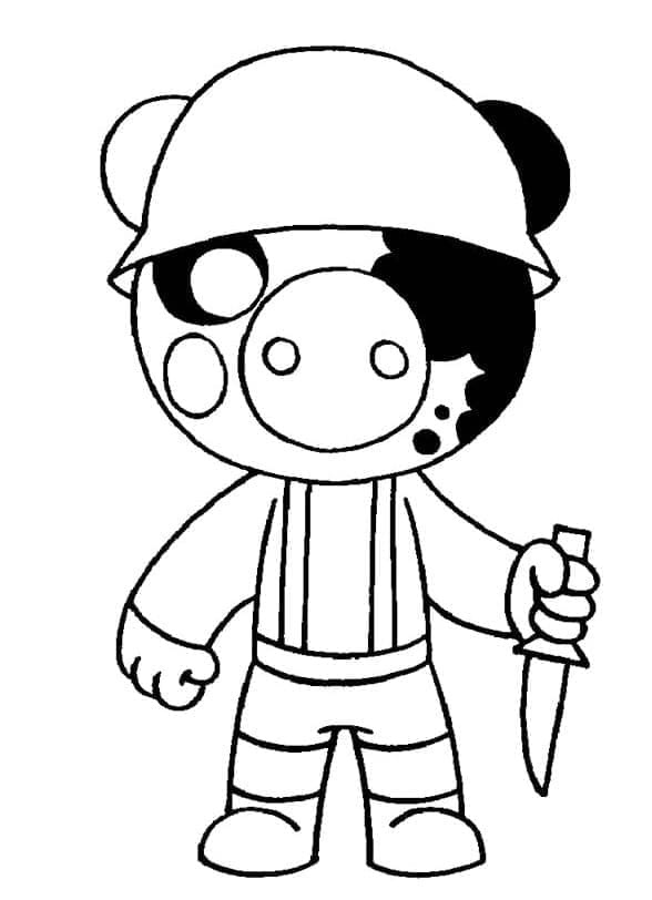 Printable Roblox Soldier Piggy Coloring Page