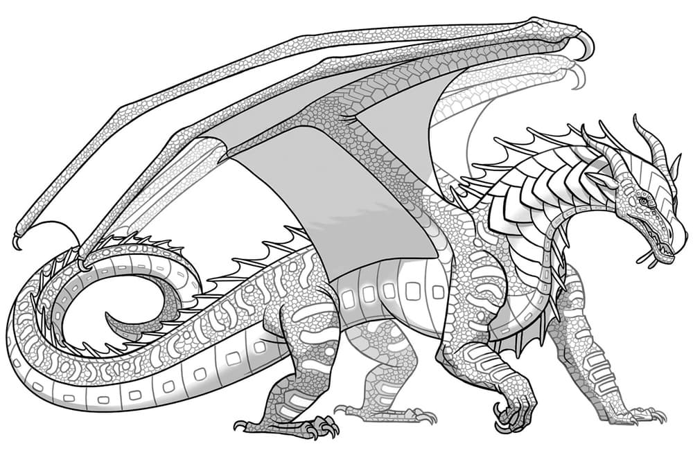 Printable Seawing Dragon Wings of Fire Coloring Page