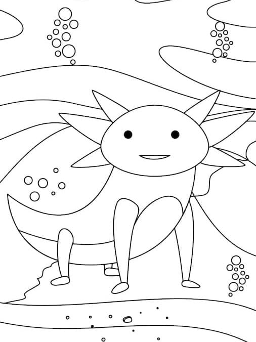 Printable Simple Axolotl Photo Coloring Page