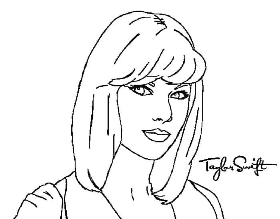 Printable Singed Taylor Swift Photo Coloring Page
