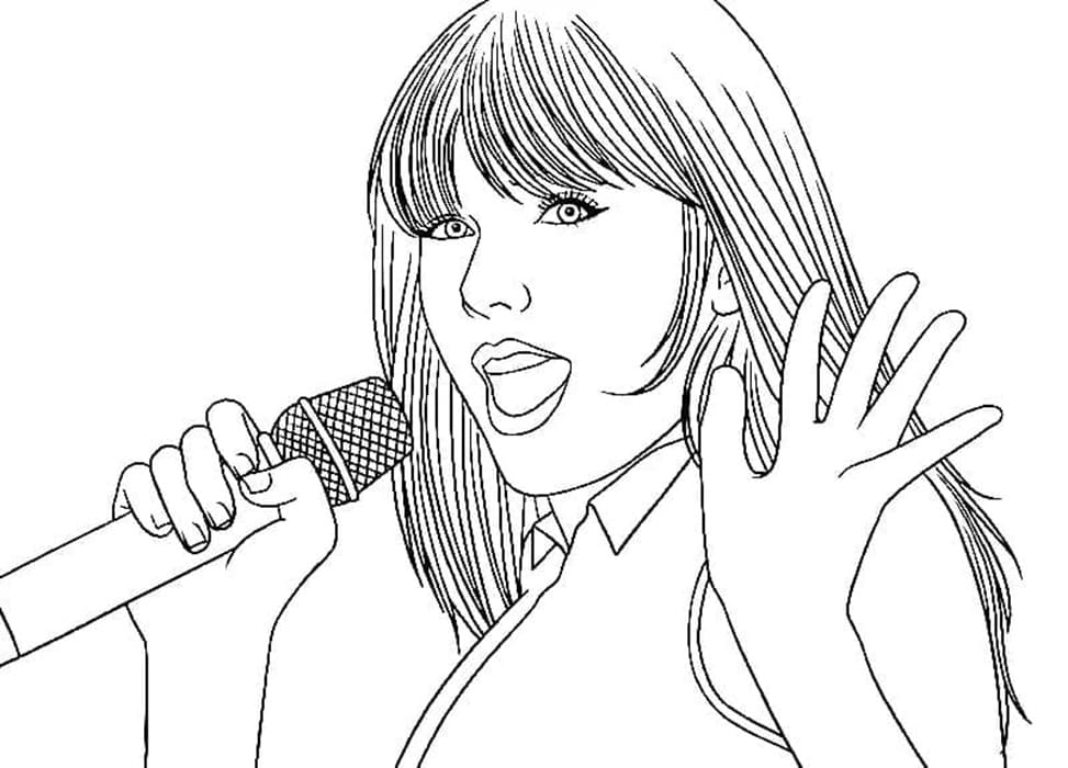 Printable Singing Taylor Swift Coloring Page